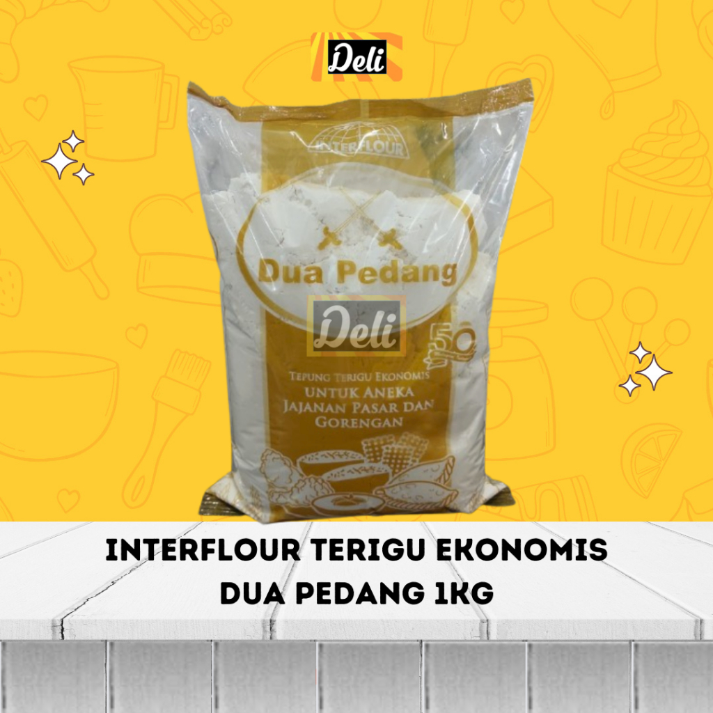 

Interflour Tepung Terigu Dua Pedang 1kg/Terigu Dua Pedang 1kg Ekonomis