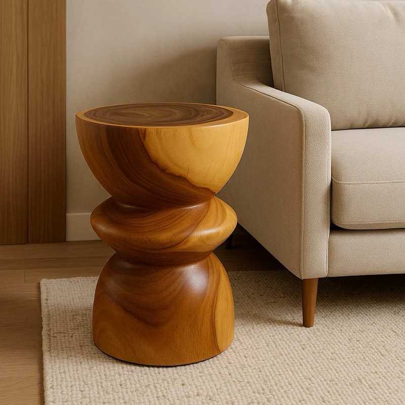 Totem grande kayu trembesi suar diameter 35 cm - meja samping