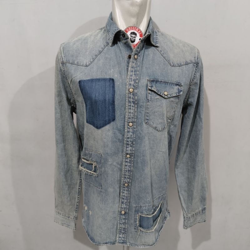 Zara Man Western Ripped Jeans Shirt