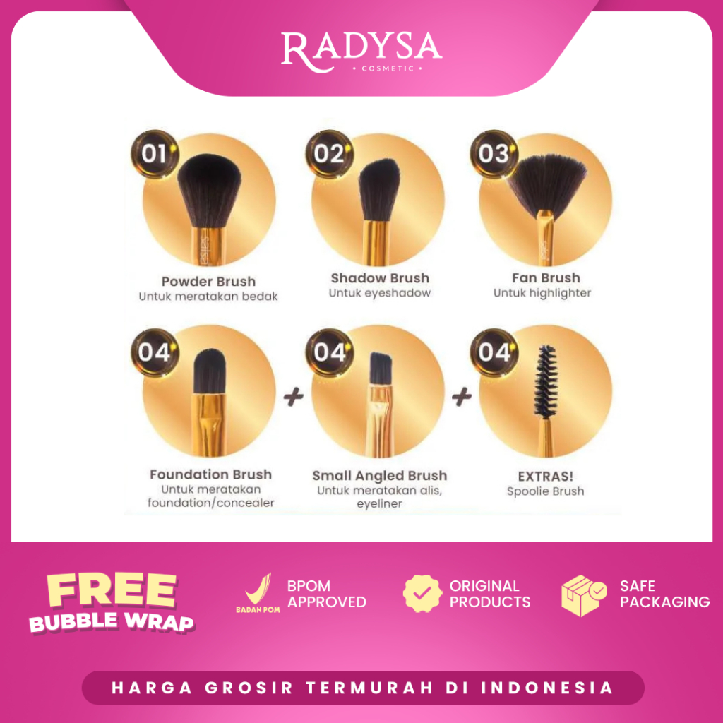 RADYSA - SALSA Abrakada Brush Make Up - Kuas Make Up Set Brush Pemula Alat Rias Lembut