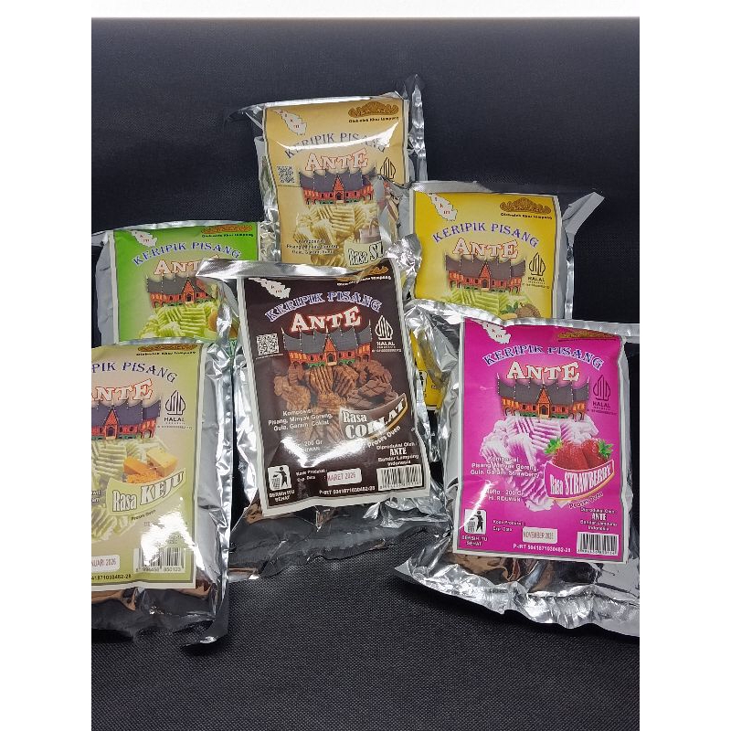 

Paket ekonomis 6 Varian rasa keripik pisang ante Lampung