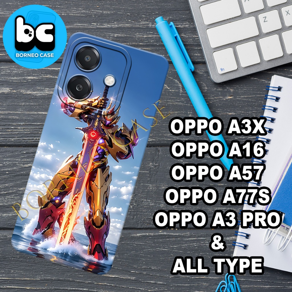 (BC11)  SOFTCASE Procamera Terbaru Untuk HP OPPO A3X, A16, A57, A77S, A3 PRO, | MOTIF ROBOT | Case O