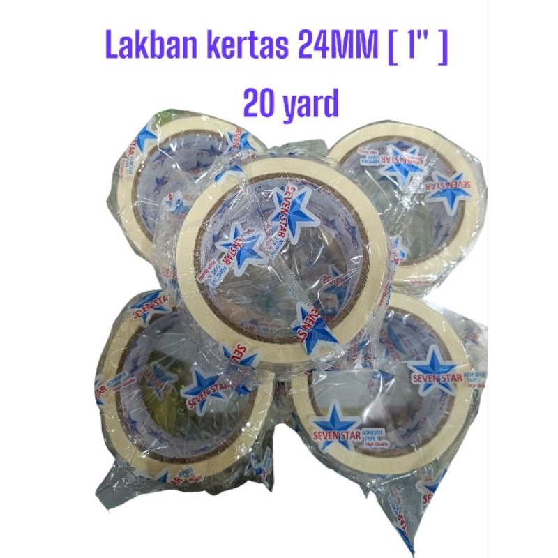 

LAKBAN KERTAS 24 MM [ 1" ] 20 YARD | MASKING TAPE 1" TEBAL | ISOLASI KERTAS