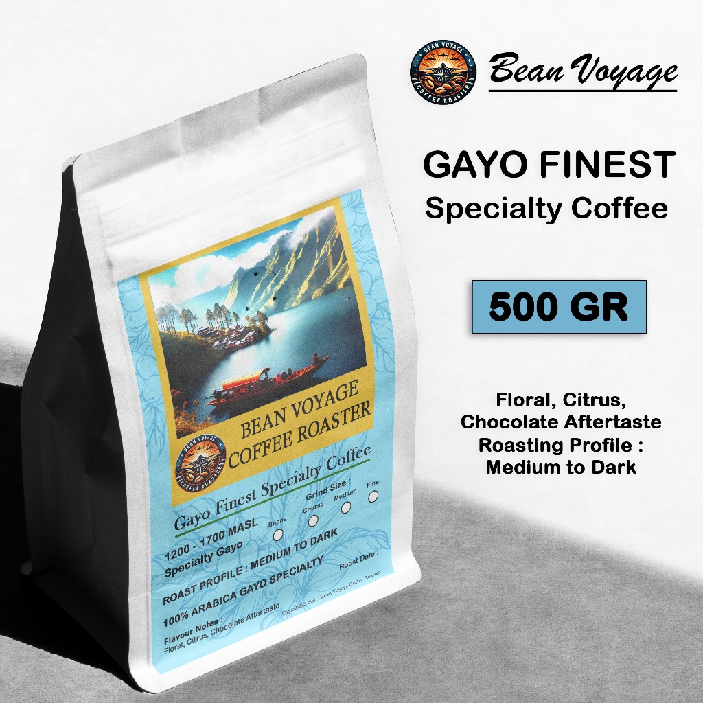 

Bean Voyage Biji Kopi Bubuk Giling Arabika Specialty Gayo Roasted Beans Full Arabica Coffee 500g