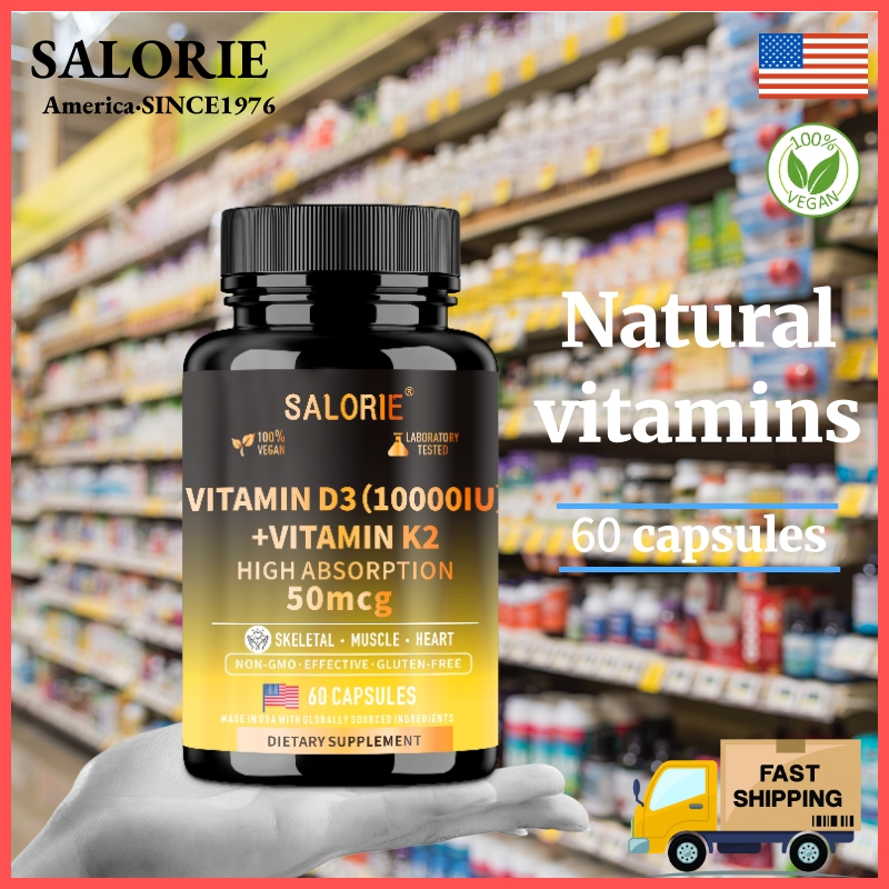 Vitamin D3 10000iu + K2 mendukung kesehatan tulang dan meningkatkan penyerapan kalsium