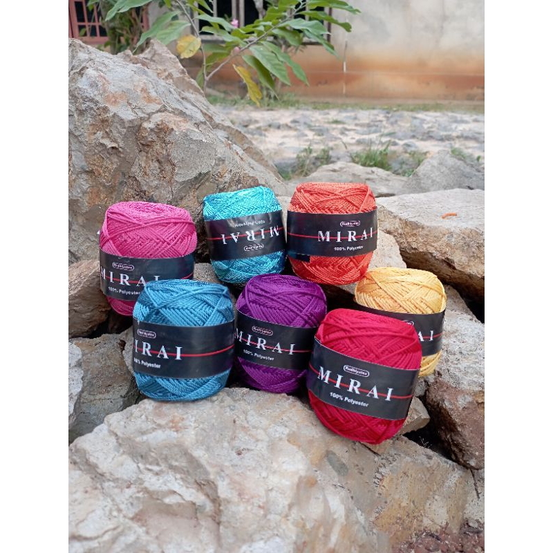 BENANG RAJUT BENANG TALI RAGANGAN LAYANGAN WARNA CERAH POLIESTER MERK MIRAI 100 GRAM
