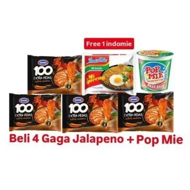 

PAKET MIE HEMAT! 6pcs - Gaga 100 Extra Pedas, Indomie Goreng & Pop Mie Random