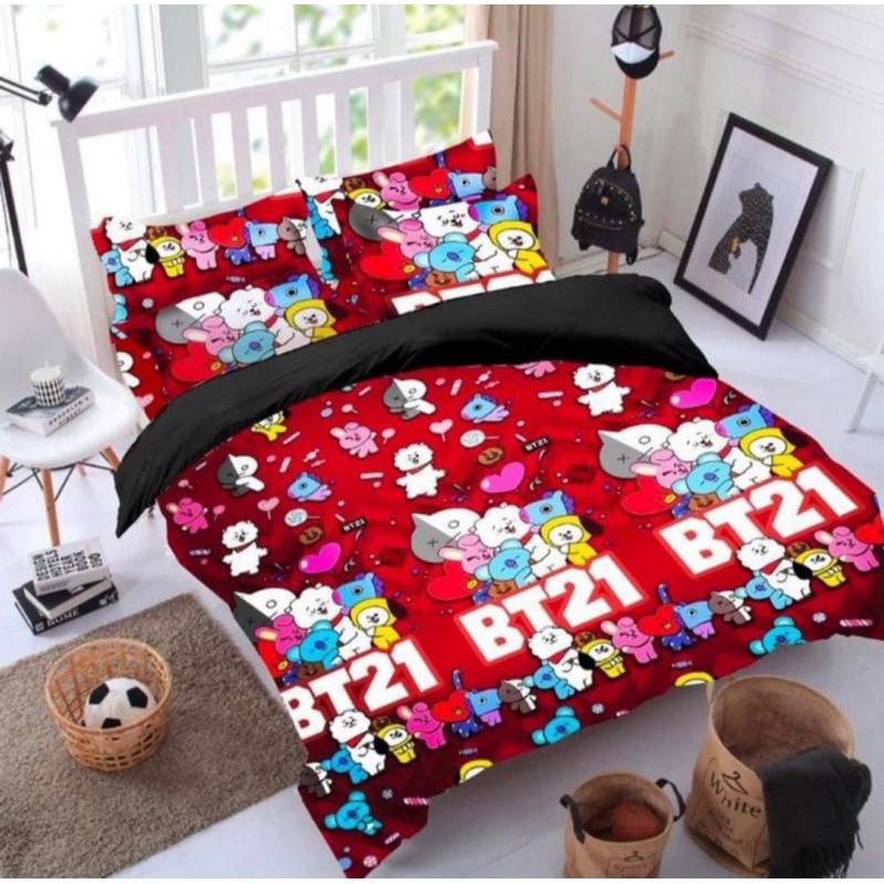 SPREI MOTIF KARTUN LUCU AESTHETIC SATU SET SARUNG BANTAL DAN GULING
