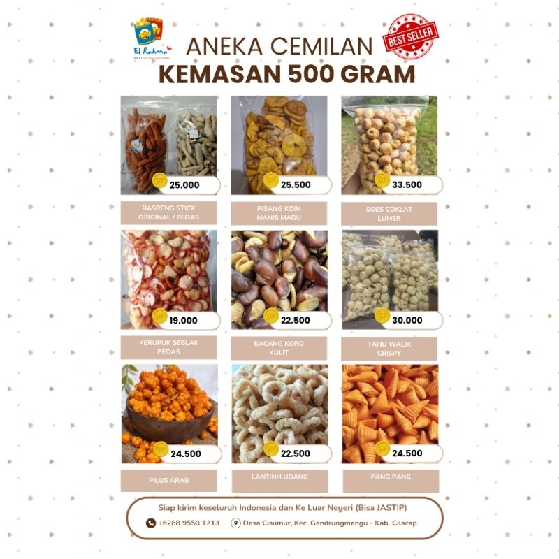 

ANEKA CEMILAN JAJANAN KEKINIAN KEMASAN 500GRAM HARGA GROSIR