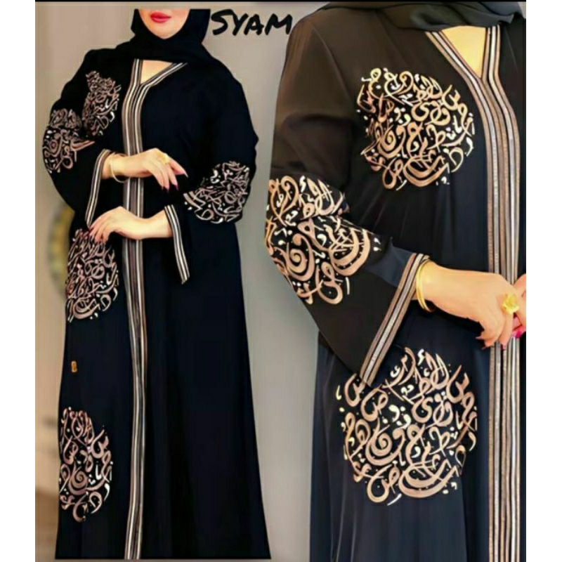 Gamis hitam arab premium abaya turkey murah jetblack dress arab