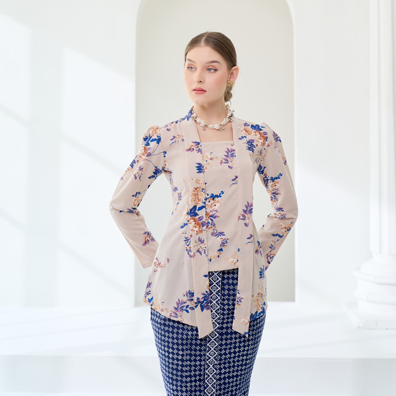 Kebaya Kutubaru Navy Latte Bigsize Jumbo/Kebaya Bunga2 Jadul/Seragam Nikah Bridesmaids/Rok Batik Wir