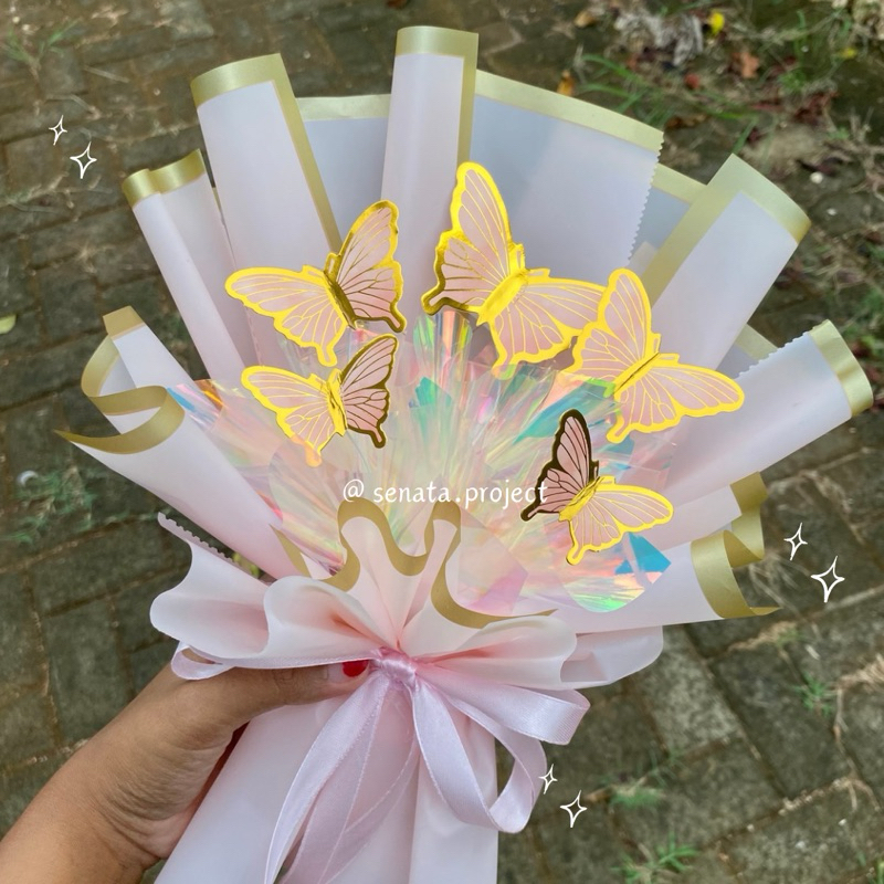 [READY] Buket Kupu-kupu Mini | Buket Wisuda | Buket LED