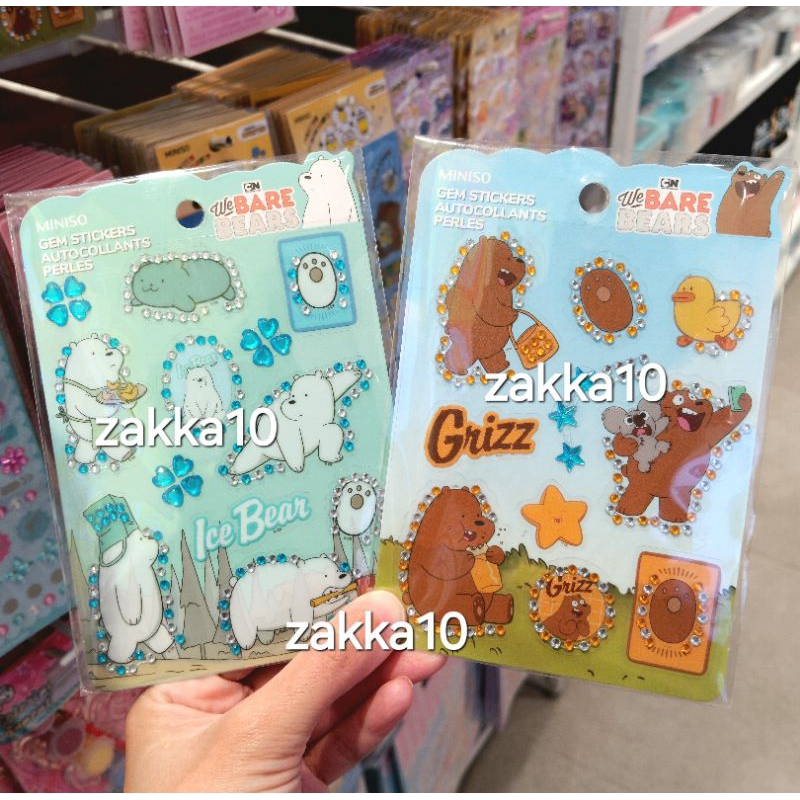 

Miniso We Bare Bears Gem Stickers Autocollants | Stiker Hewan Beruang Lucu
