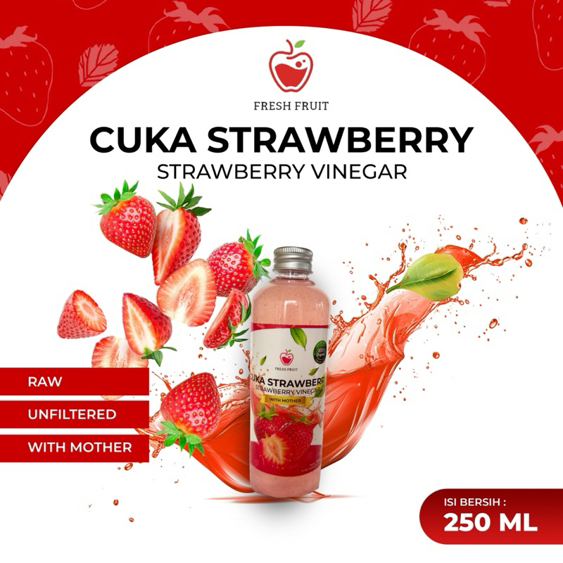 

Cuka Strawberry 250ML With Mother - Cuka Strawberry Alami - Strawberry Vinegar - Cuka Strawberry Original