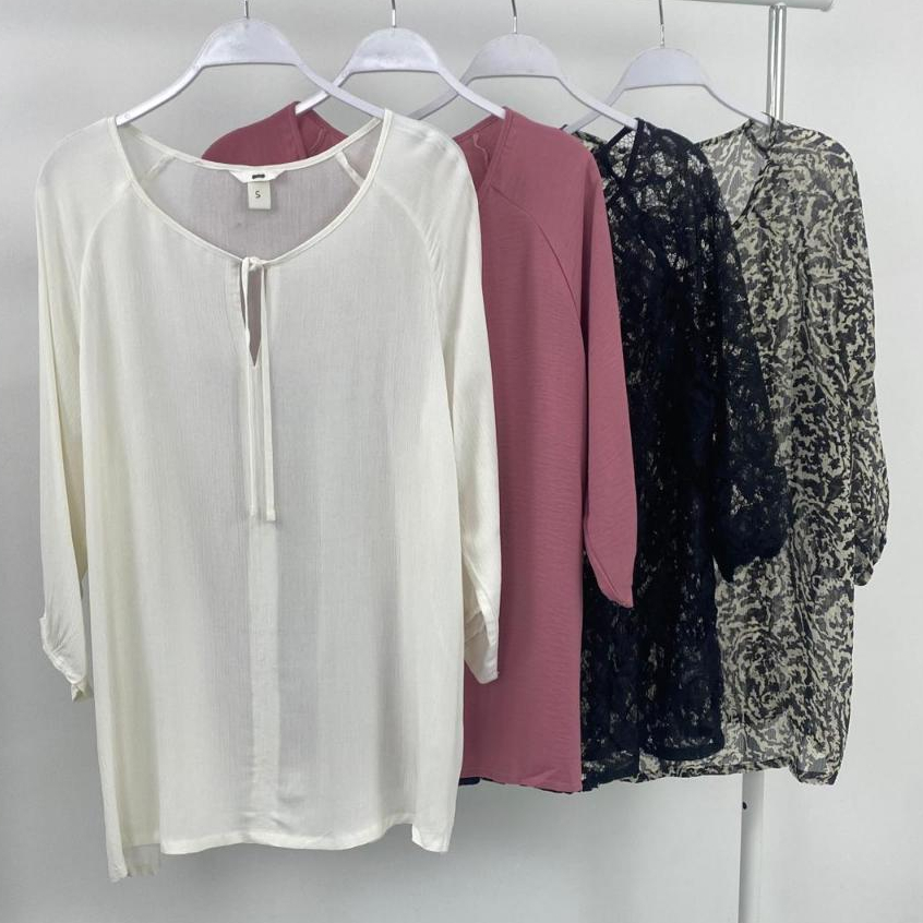 BLOUSE LENGAN PANJANG TALI DEPAN MIX