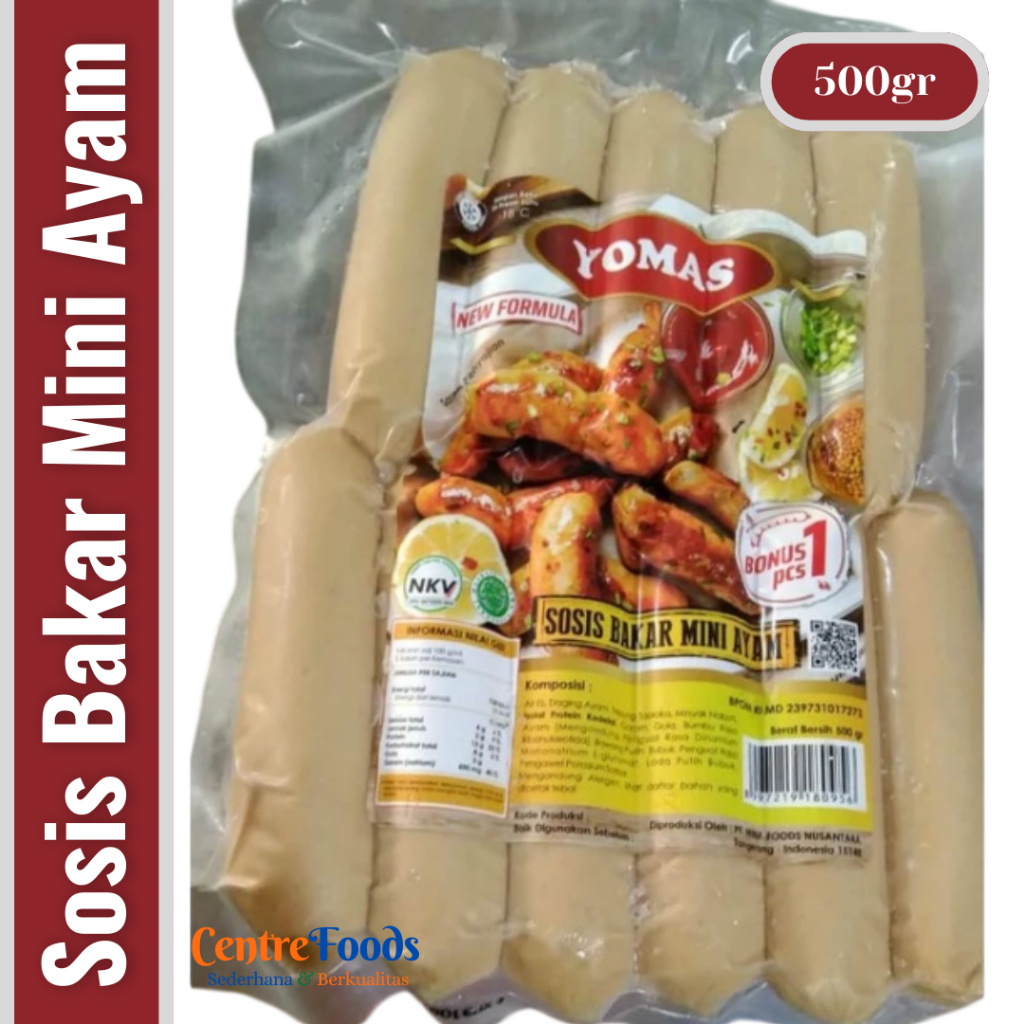 

Sosis Bakar Ayam Mini - Chicken Mini Grilled Sausage YOMAS | Isi 11 Pcs - 500gr [ Harga Per BKS ]