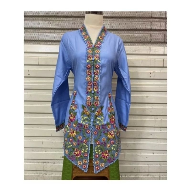 Kebaya Encim Pancawarna Lengan Panjang Bordir Bunga / Kebaya Encim / Encim / Kebaya Tradisional / Ke