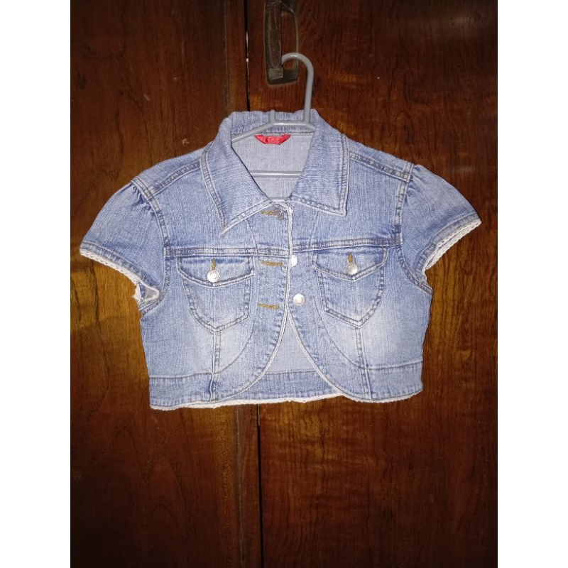 jaket rompi wanita korean jeans denim crop preloved second