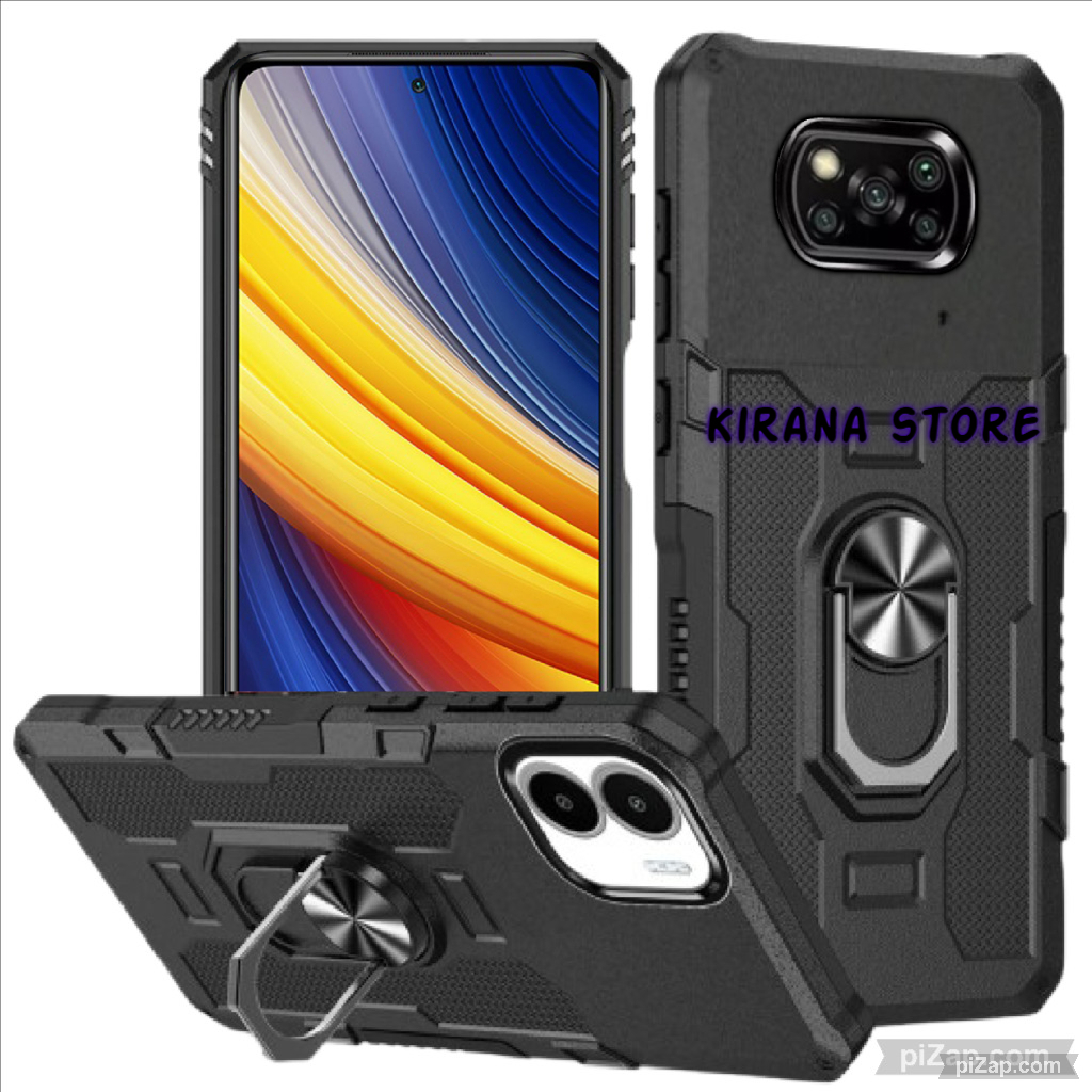 Casing Hp Untuk POCO X3 PRO HardCase Ring Robot Case Kickstand Hybrid Ring Hit Eye Magnet Holder