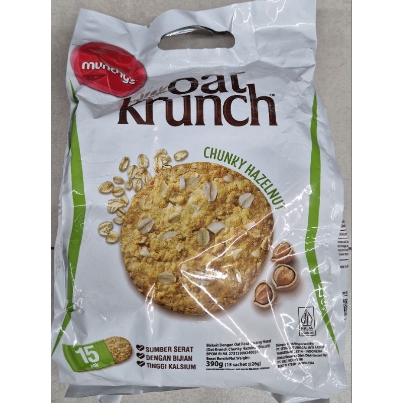 

Biskuit Dengan Oat Rasa Kacang Hazel MUNCHY'S Oat Krunch Chunky Hazelnut 390g HK. (Can Use Vegan / Dapat Untuk Vegetarian).