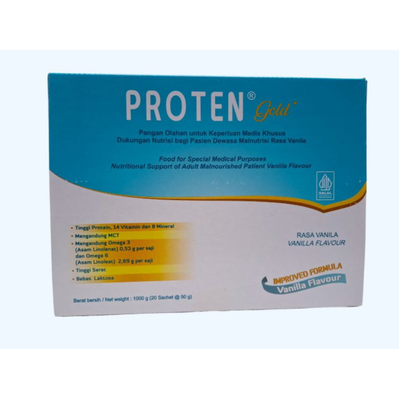 

Proten Gold Vanilla Tinggi Kalori Tinggi Protein Isi 20 Sch