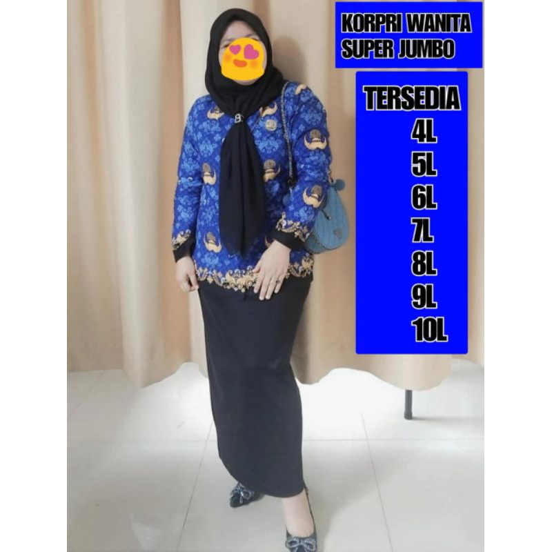 KORPRI WANITA SUPER JUMBO KRAH BULAT HITAM||KORPRI WANITA BIG SIZE