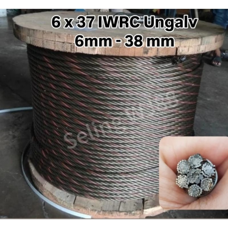 Kawat Seling Baja IWRC 20mm/ Wire Rope 20mm 6 x 37 IWRC Ungalvanis