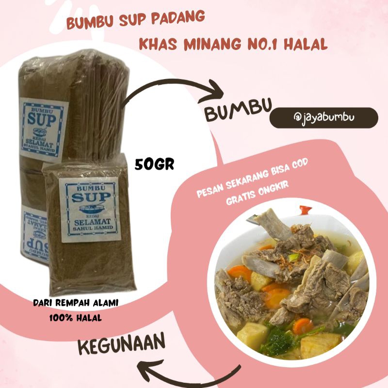 

KAYABUMBU - Bumbu Sup No.1 Asli Padang 50gr Kualitas Rempah Terbaik