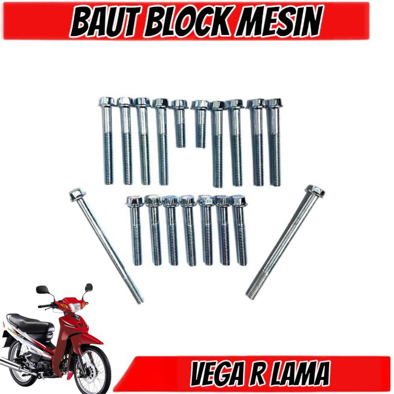 COD Baut Block Mesin Vega R lama / Baud Block Mesin Yamaha Vega R lama 1Set / Baut Baud Block Mesin 