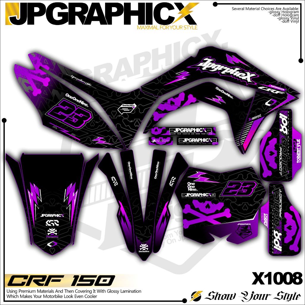 DECAL CRF FULL BODY CUSTOM PAPAN NOMOR RMZ BEBAS CUSTOM