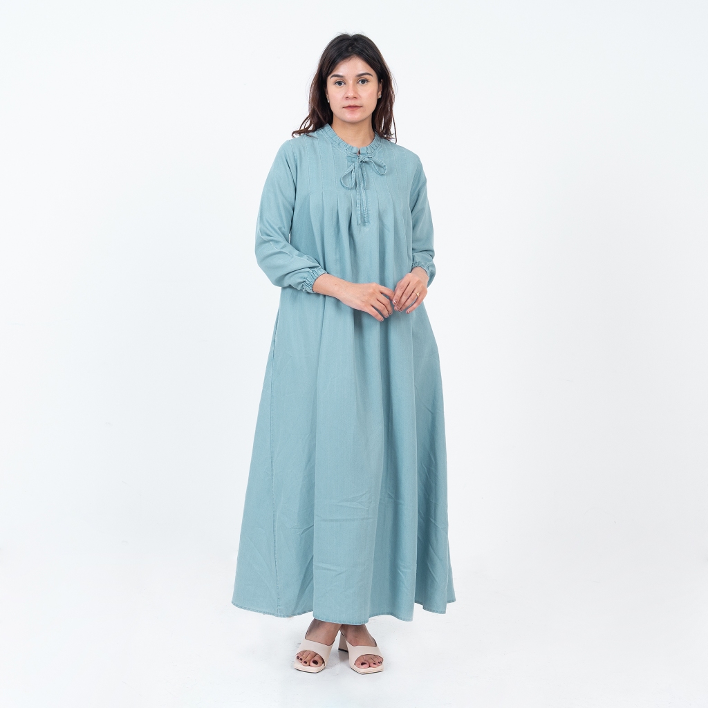 BENHILL Ribbon Denim Gamis "Piri Paulista" Krah Tali A868