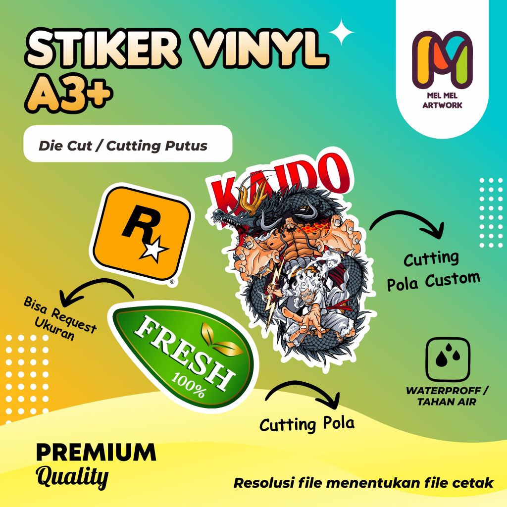 

Cetak Stiker Vinyl A3+ Cutting Putus Die Cut / Cetak Stiker Sourvenir