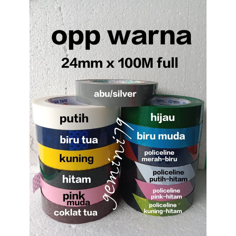 

isolasi warna-warni 24mmx100M opp warna-warni