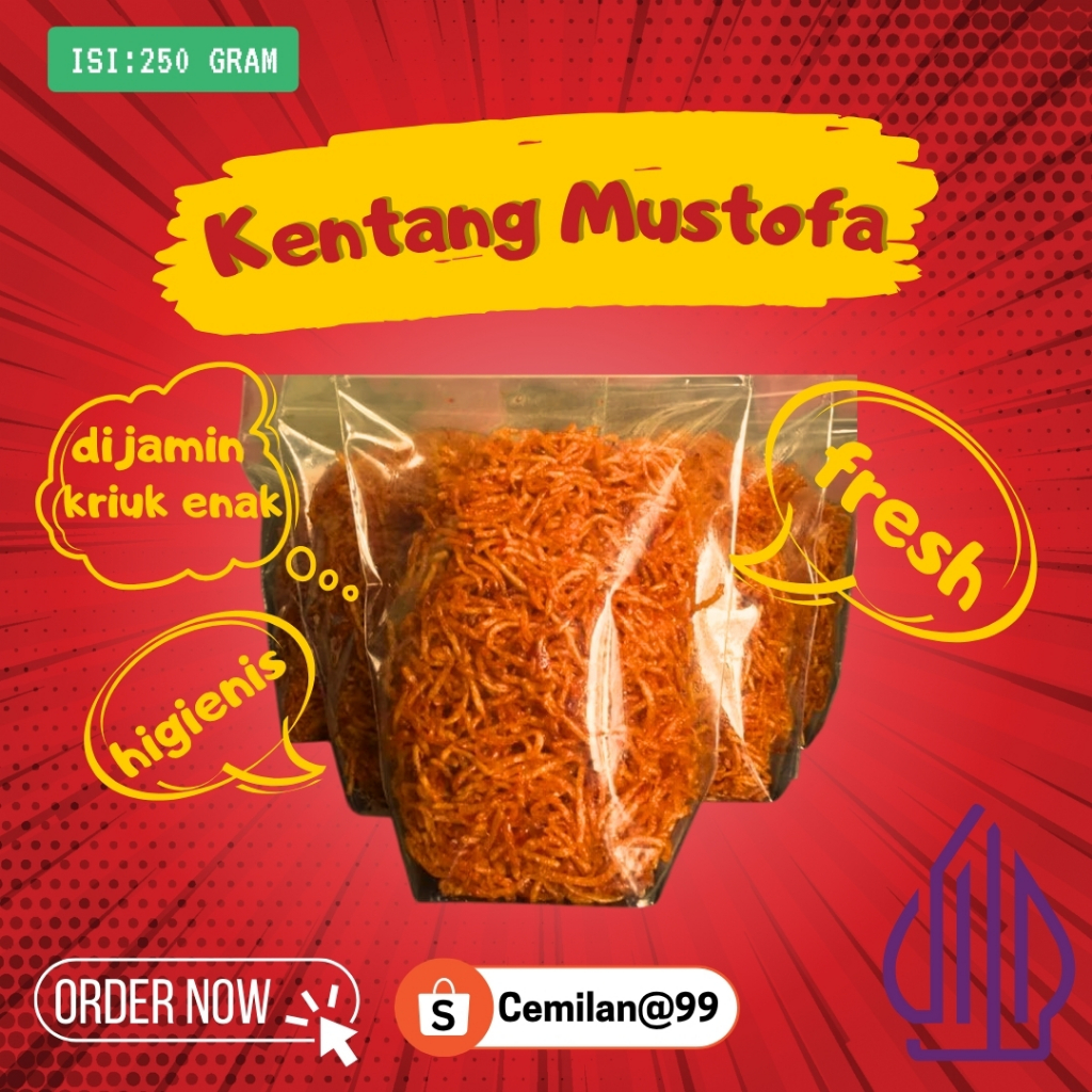 

Kentang Mustofa 250 Gram Pedas Manis Kriuk Garing/Original Gurih Fresh Tanpa Bahan Pengawet