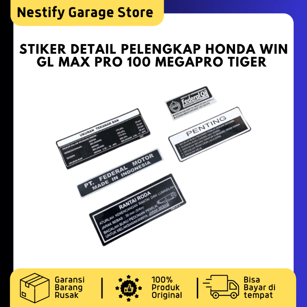 

STIKER DETAIL PELENGKAP HONDA GL 100 125 PRO MAX SERIES MEGAPRO PRIMUS HIU TIGER REVO LAMA LAWAS TILAS TILAM WIN 100 GOOD QUALITY