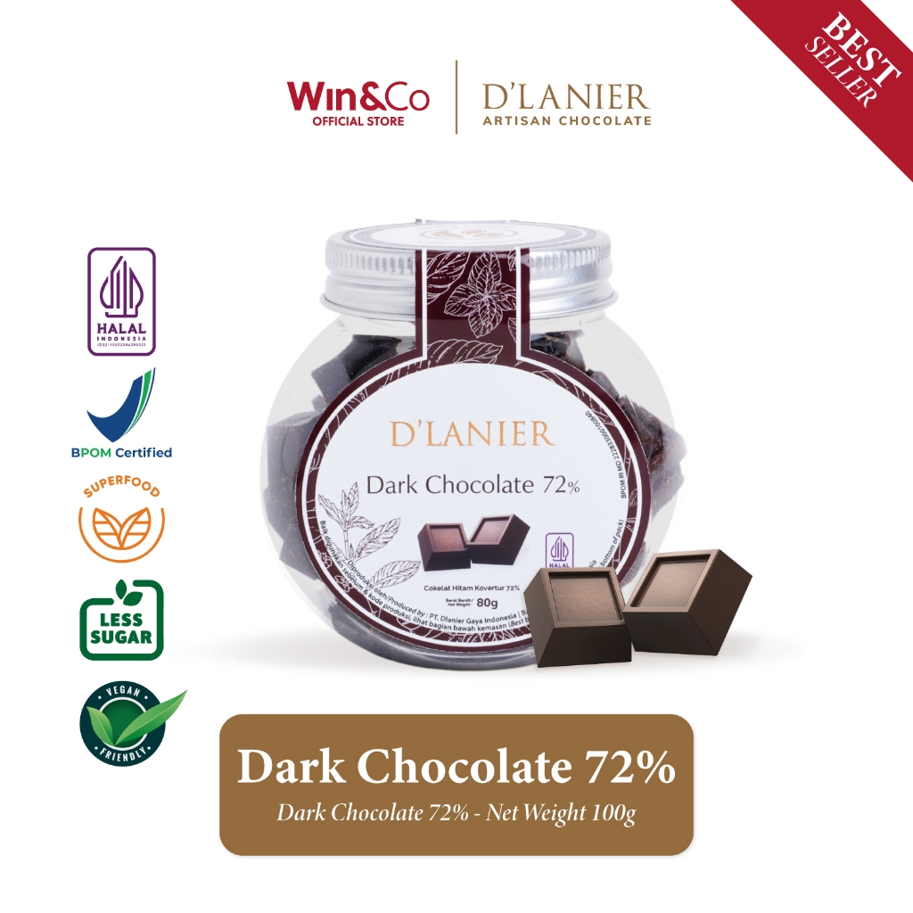 

D'Lanier Dark Chocolate 72% - 80 gr