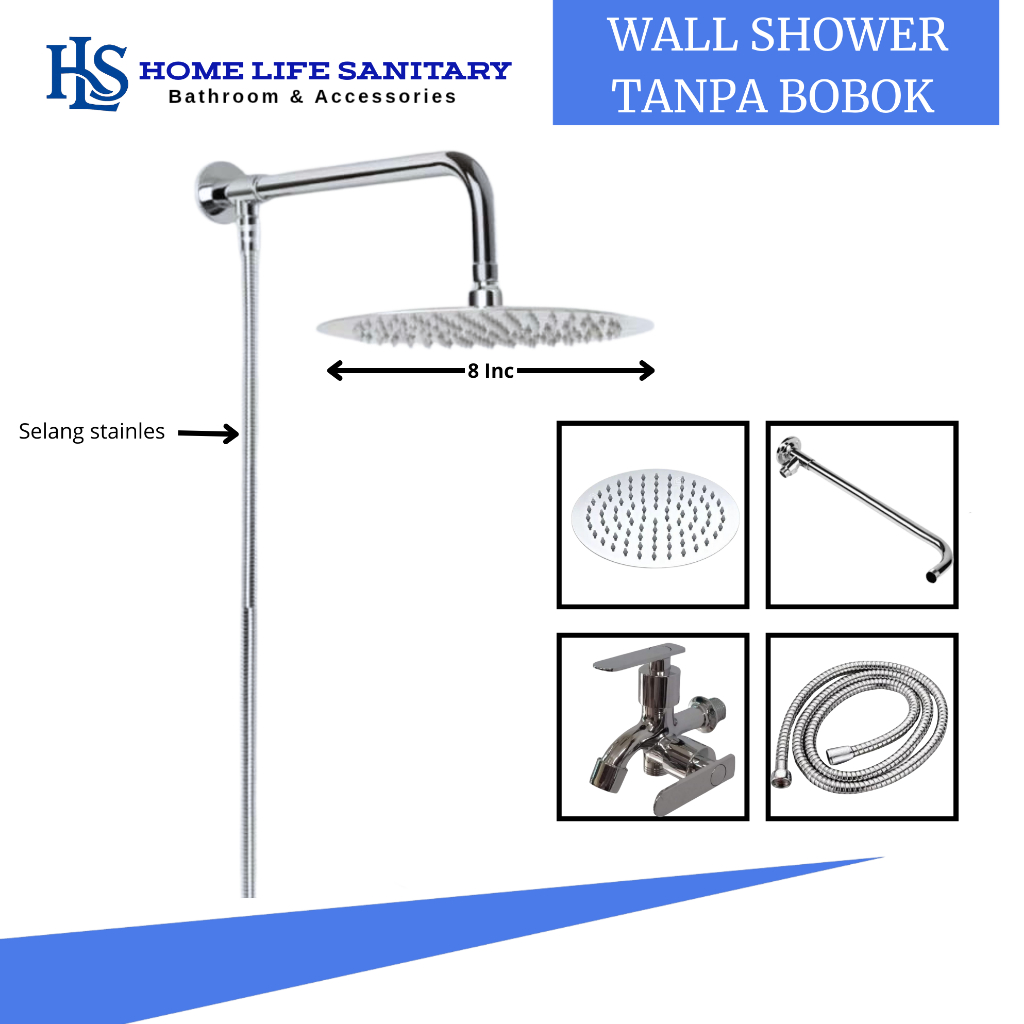 WALL SHOWER BULAT STAINLESS TANPA BOBOK/WALL SHOWER MANDI