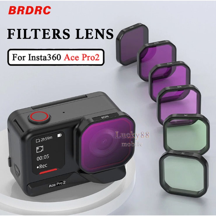 BRDRC Filter Lens For Insta360 Ace Pro 2 Filters Lensa Polarisasi CPL Peredupan ND Pelindung UV Akse