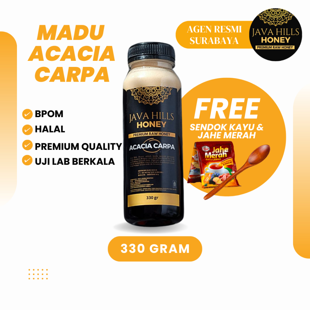 

Javahills Honey Madu Acacia Carpa 330gr – Madu Murni Premium Asli, Kaya Manfaat & Rasa Lembut