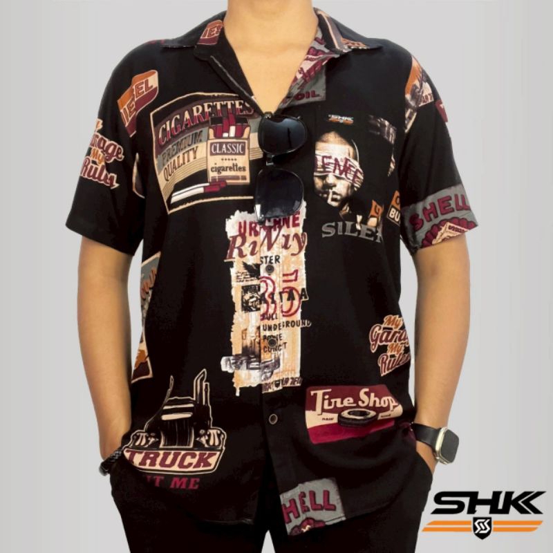 Baju Kemeja Pantai Motif Stripe Garis Pria Wanita