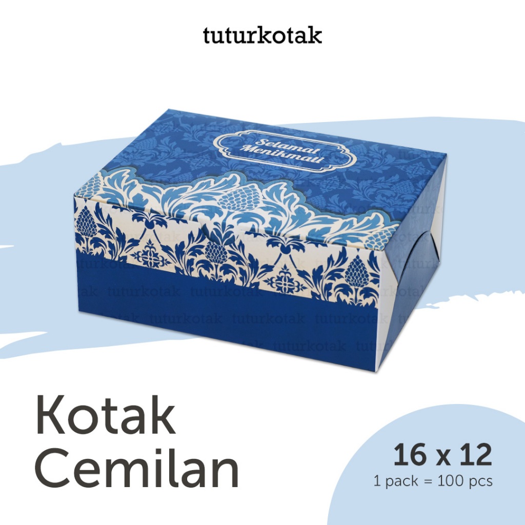 Dus Snack Kotak Snack 16x12 Motif Biru Batik