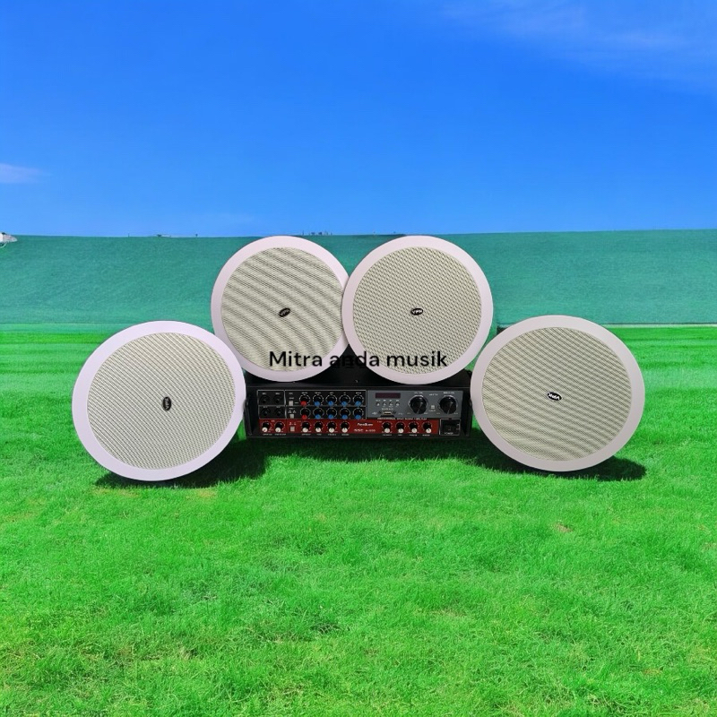 Paket speaker ceiling 8" dan amplifier usb bluetooth