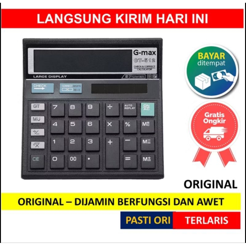 

(1 Pcs] Calculator 12 Digit G-max512/ Kalkulator 12Digit G-max512 Check&Correct