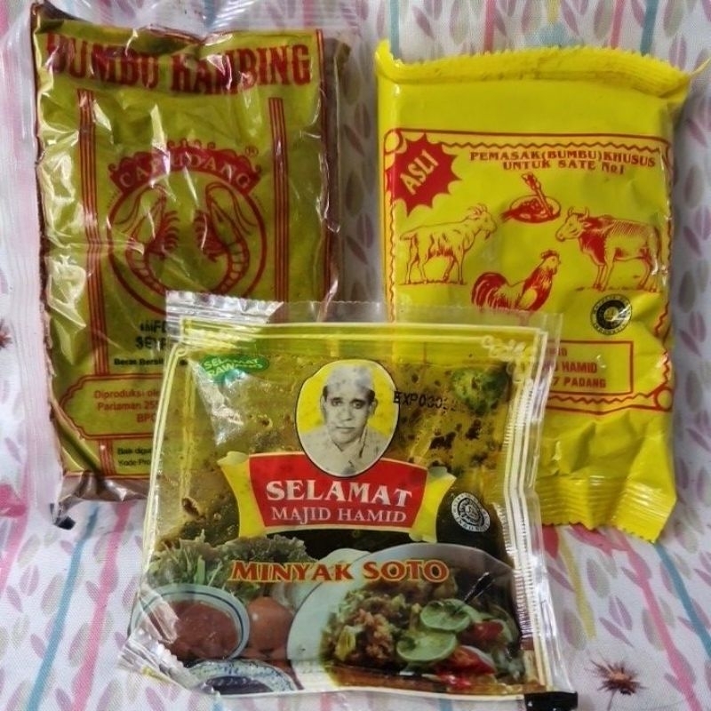 

Bundling bumbu kambing cap udang. minyak soto . bumbu sate selamat.