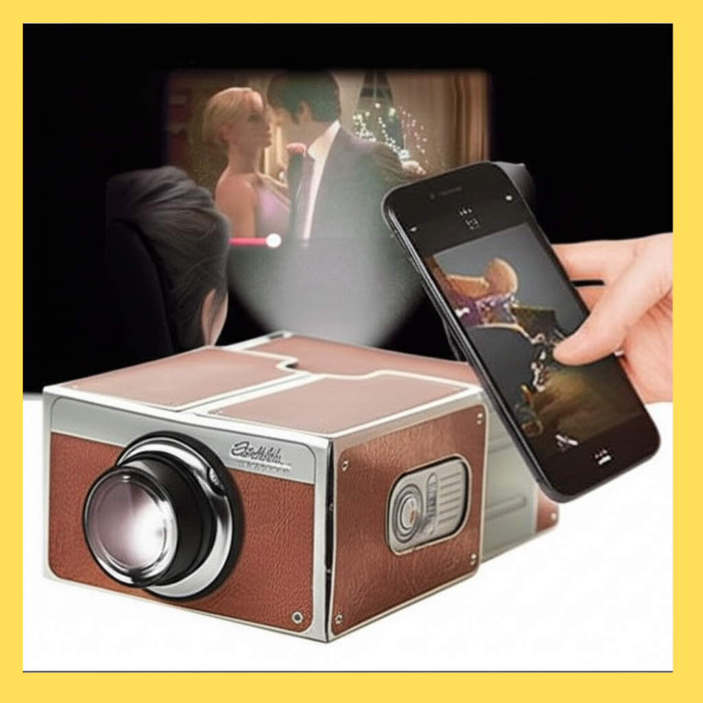 Proyektor HP Mini Portable Cardboard | Proyektor Smartphone Lipat Tanpa Listrik Cocok untuk iPhone A