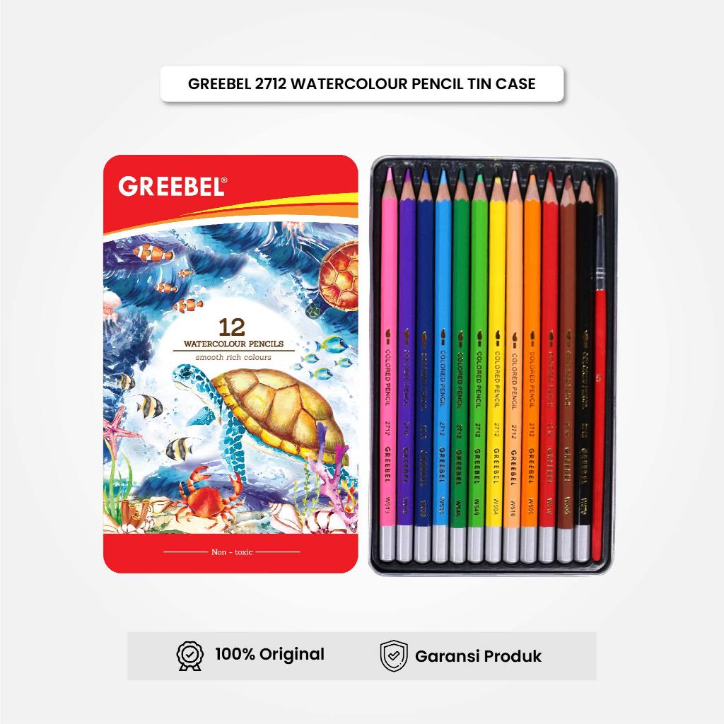 

Pensil Warna 12 Warna / Water Colour Tin Case (2712) Greebel Coloring Pencil