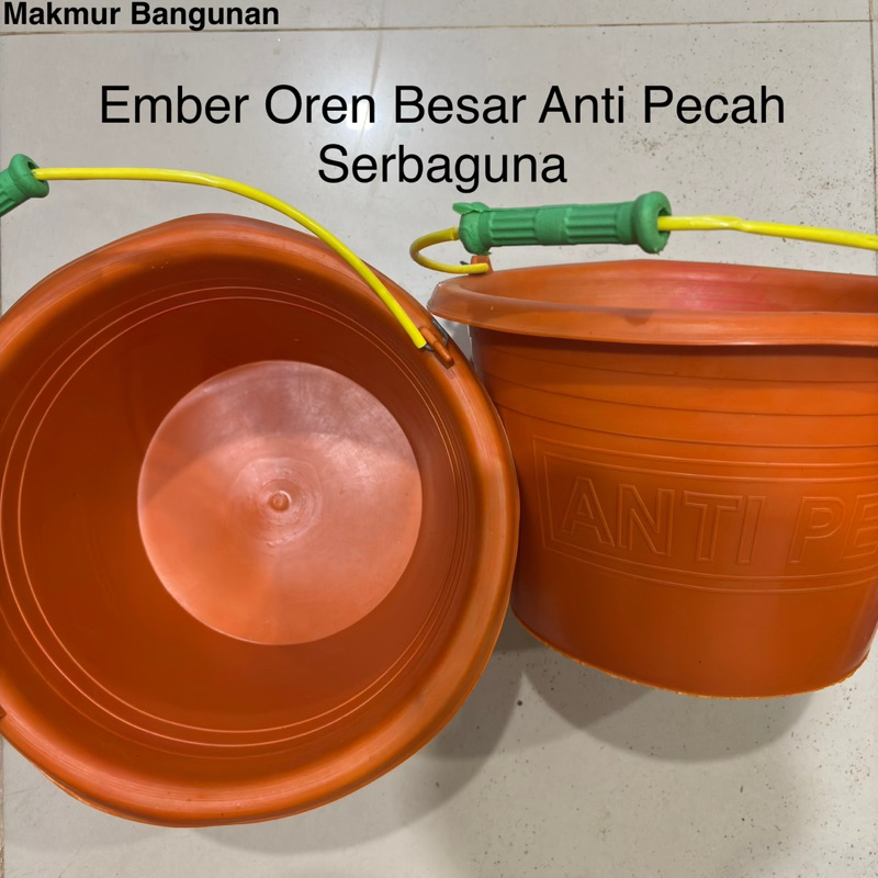Ember Cor Orange Anti Pecah Besar | Ember Oren Serbaguna | Ember Proyek Bangunan | Ember Semen