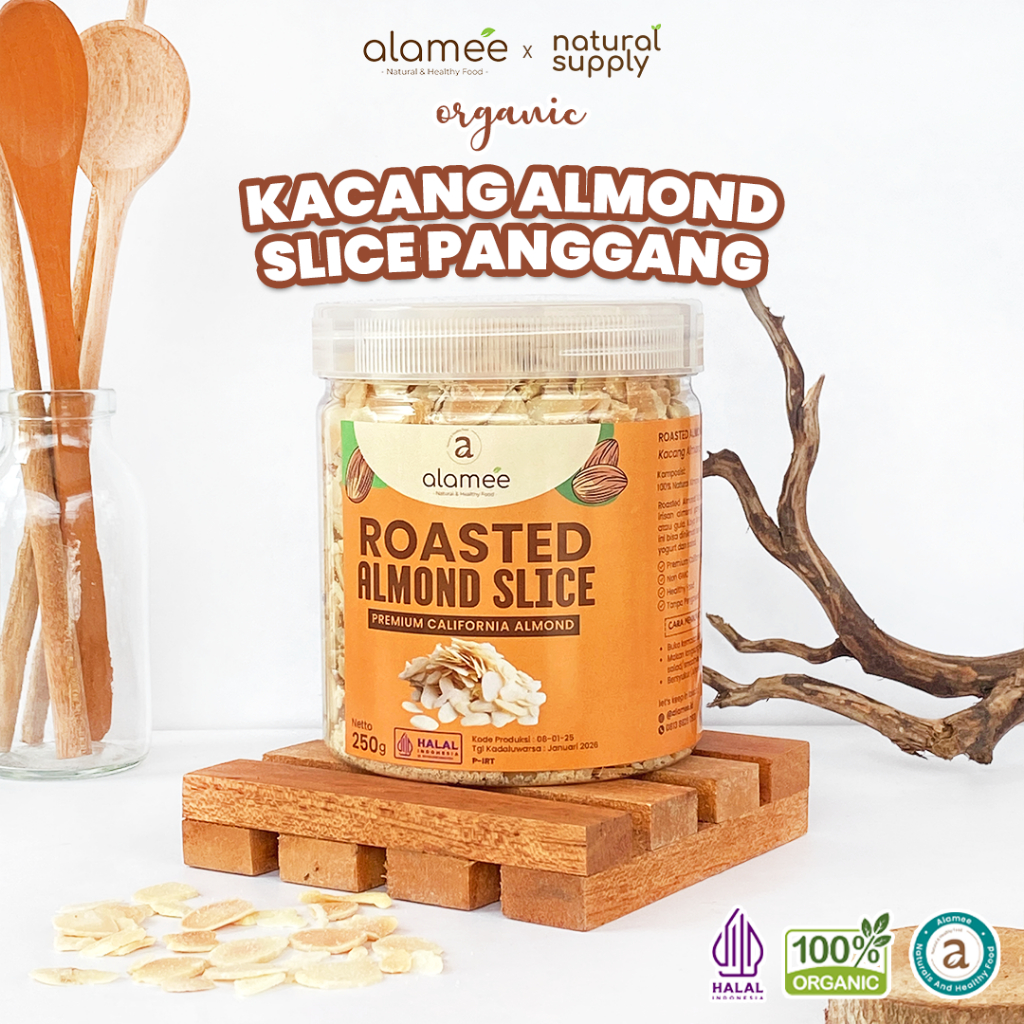 

ALAMEE Roasted Almond Sliced Almon Slice irisan panggang Kacang Almond Pacang Slice 250gr