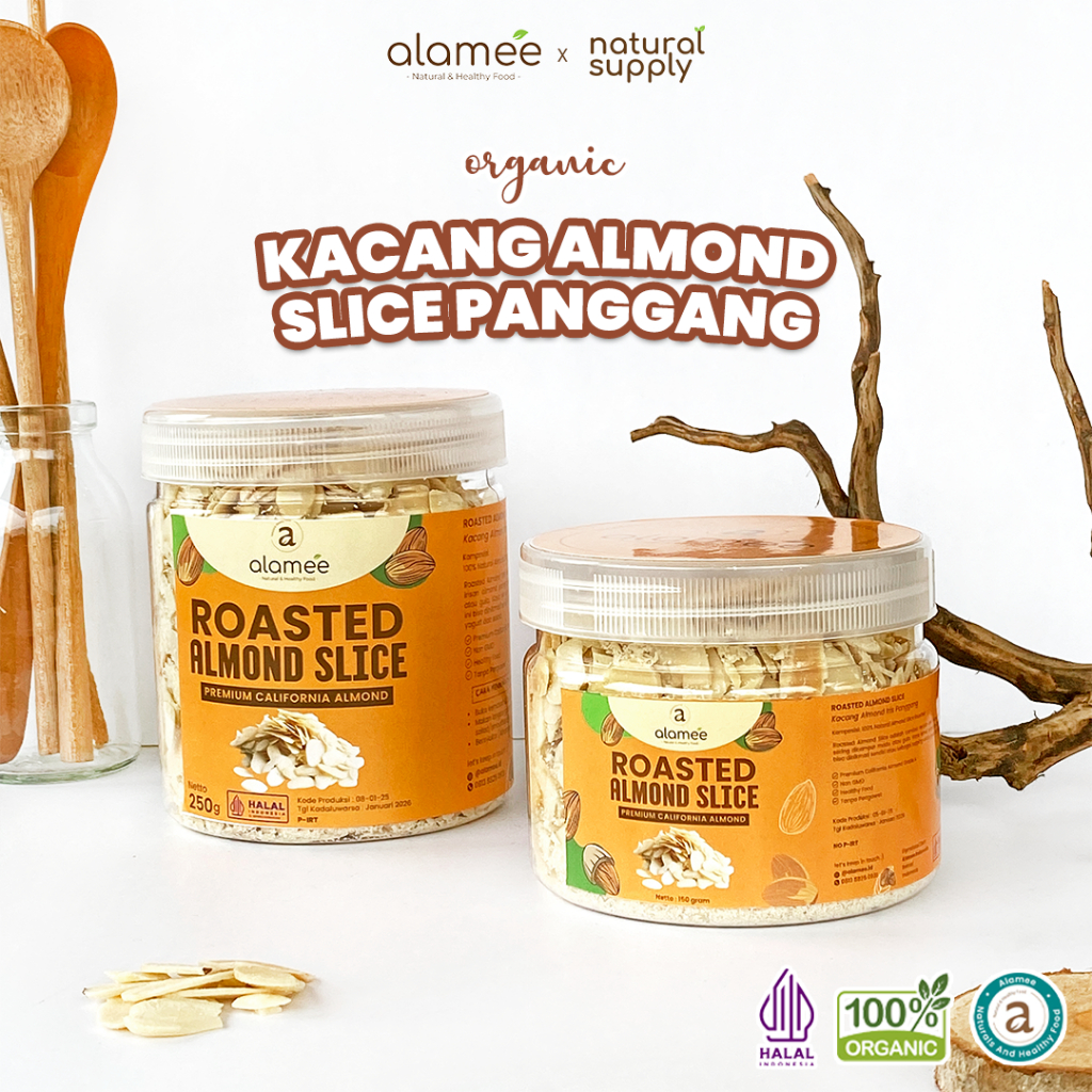 

ALAMEE Roasted Almond Sliced Almon Slice irisan panggang Kacang Almond Pacang Slice 250gr
