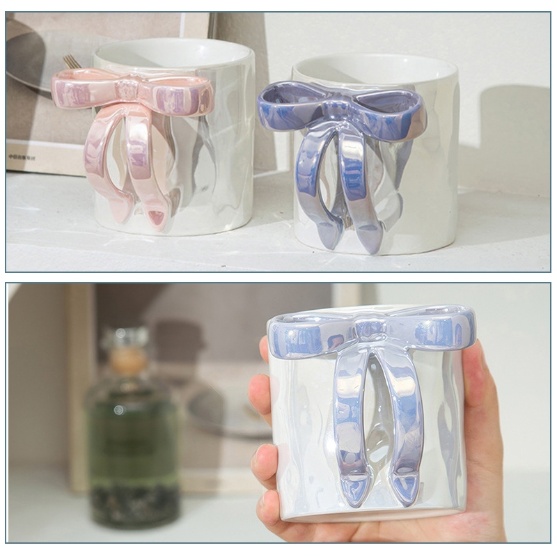 350Ml Cangkir Keramik Pita Lucu Cangkir Pita/Cangkir Kopi Simpul Pita Cangkir Keramik/Dapat